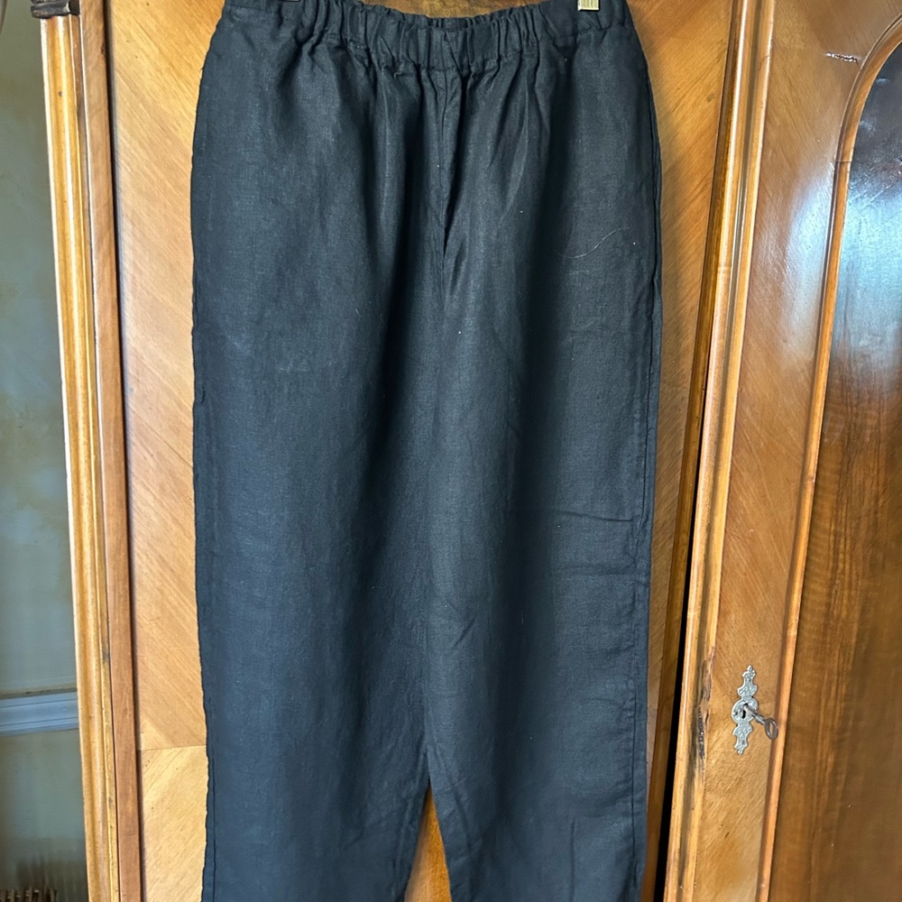 COPY - Provence linen blk pant elastic waist 28-40 easy wear